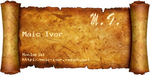 Maic Ivor névjegykártya